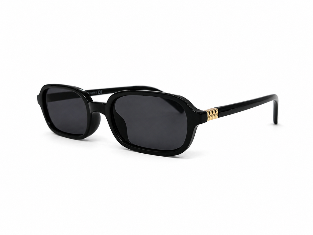 Gafas de Sol Oversize Negras con Detalles Dorados
