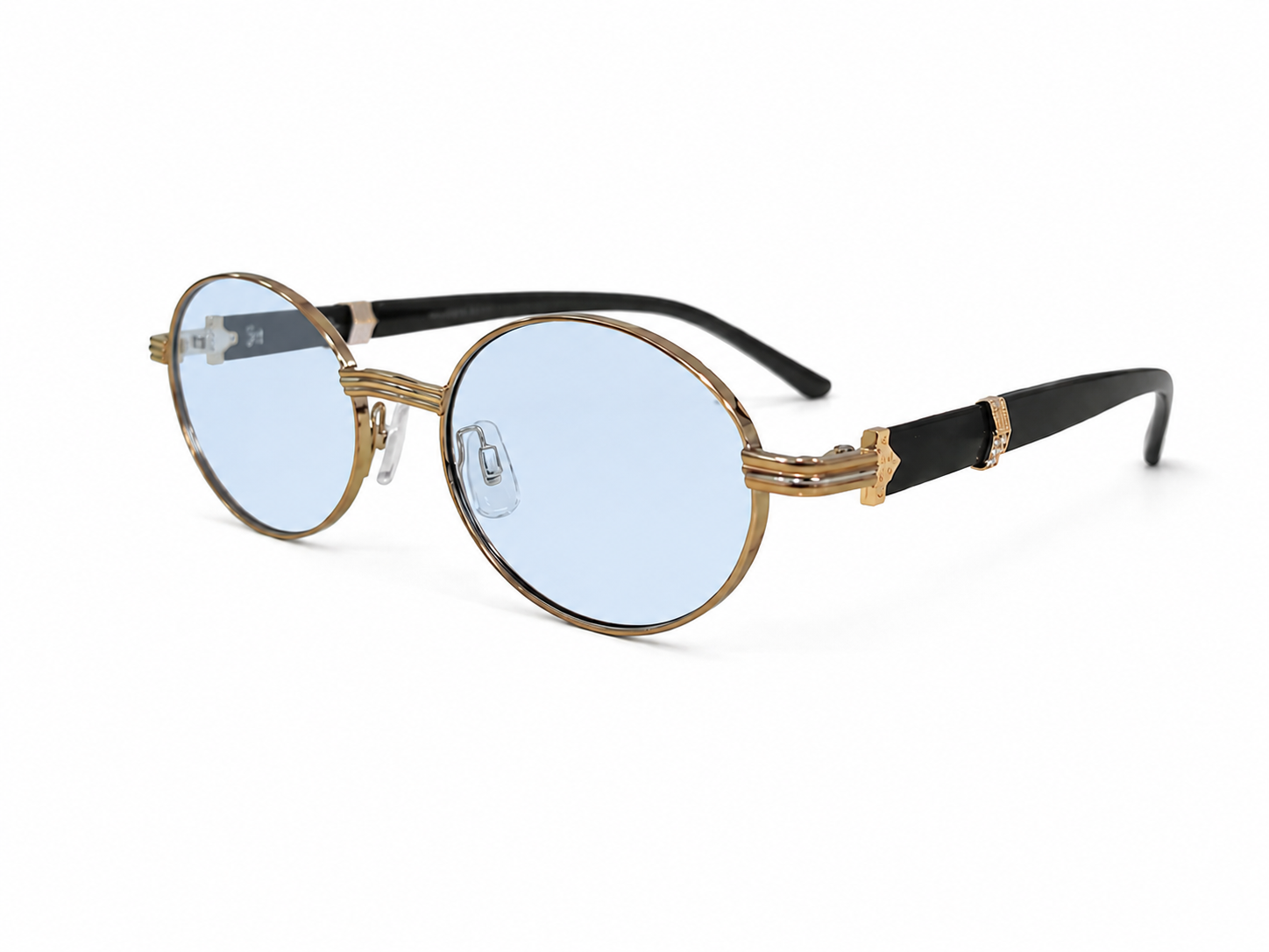 Gafas Redondas Metal Dorado con Lentes Azulados