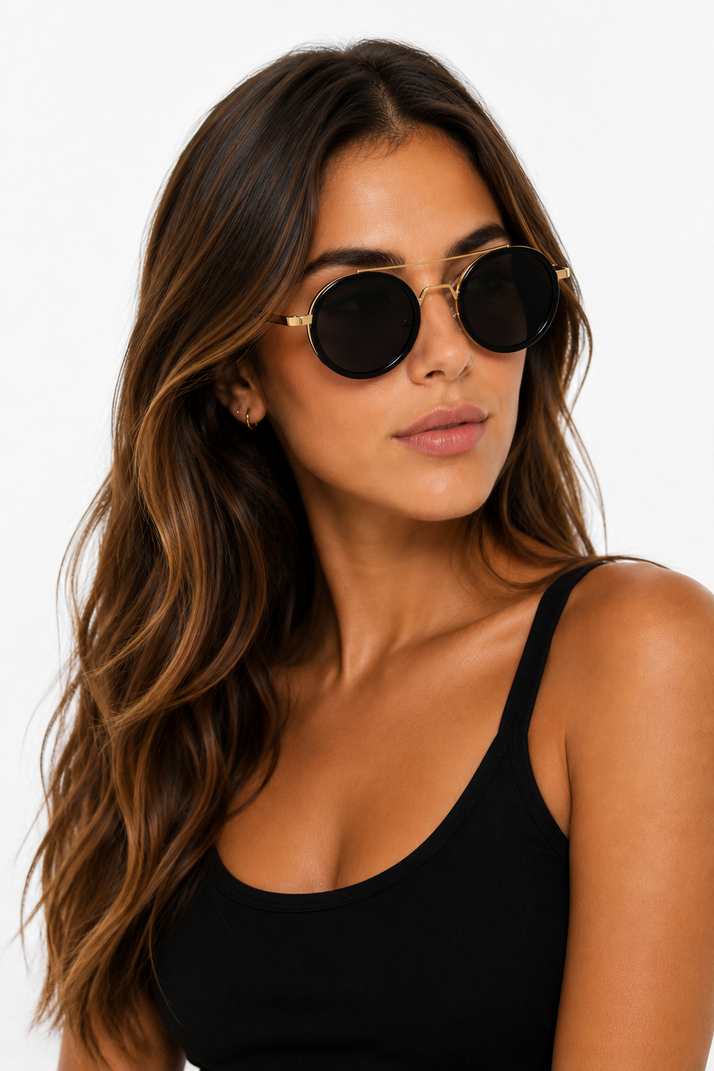 Gafas de Sol Redondas Vintage Negro y Oro