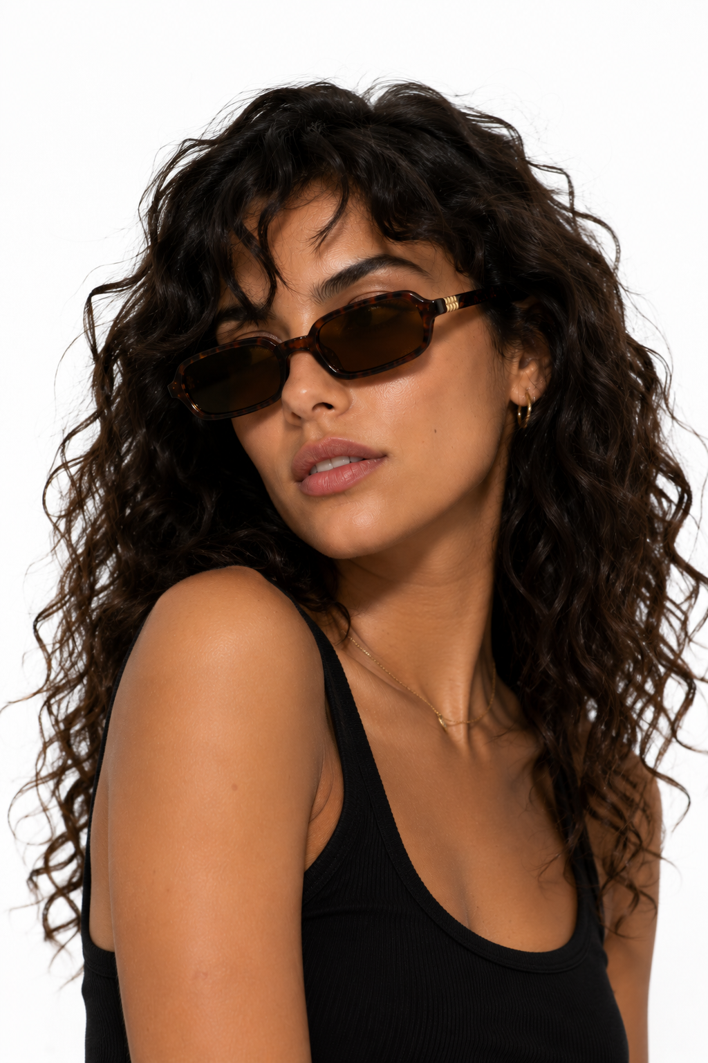 Gafas de Sol Slim Rectangulares Carey Marrón