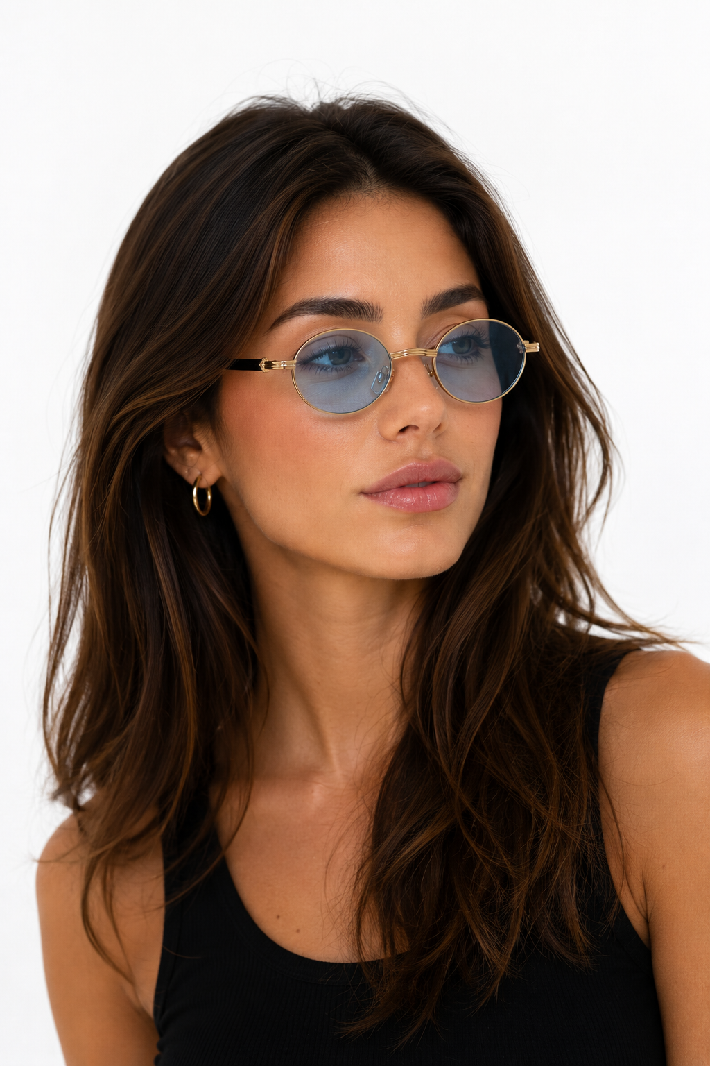 Gafas Redondas Metal Dorado con Lentes Azulados