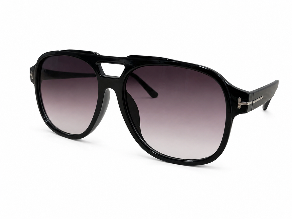 Gafas de Sol Aviador Oversize Unisex Negro Brillante