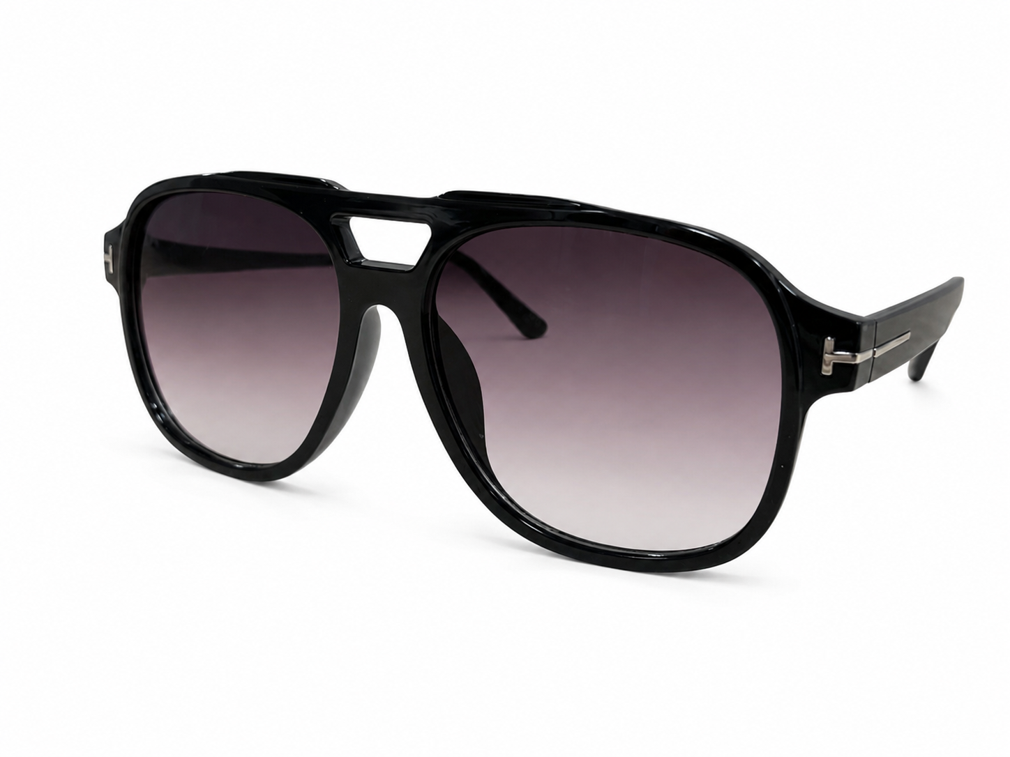 Gafas de Sol Aviador Oversize Unisex Negro Brillante